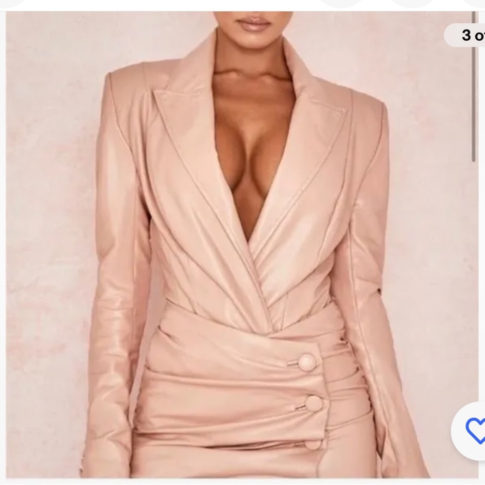 House of CB vegan leather blazer and skirt set